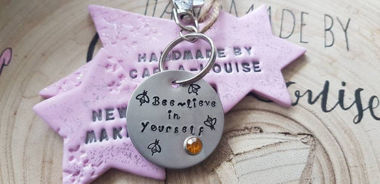 Hand Stamped Positivity Keyrings